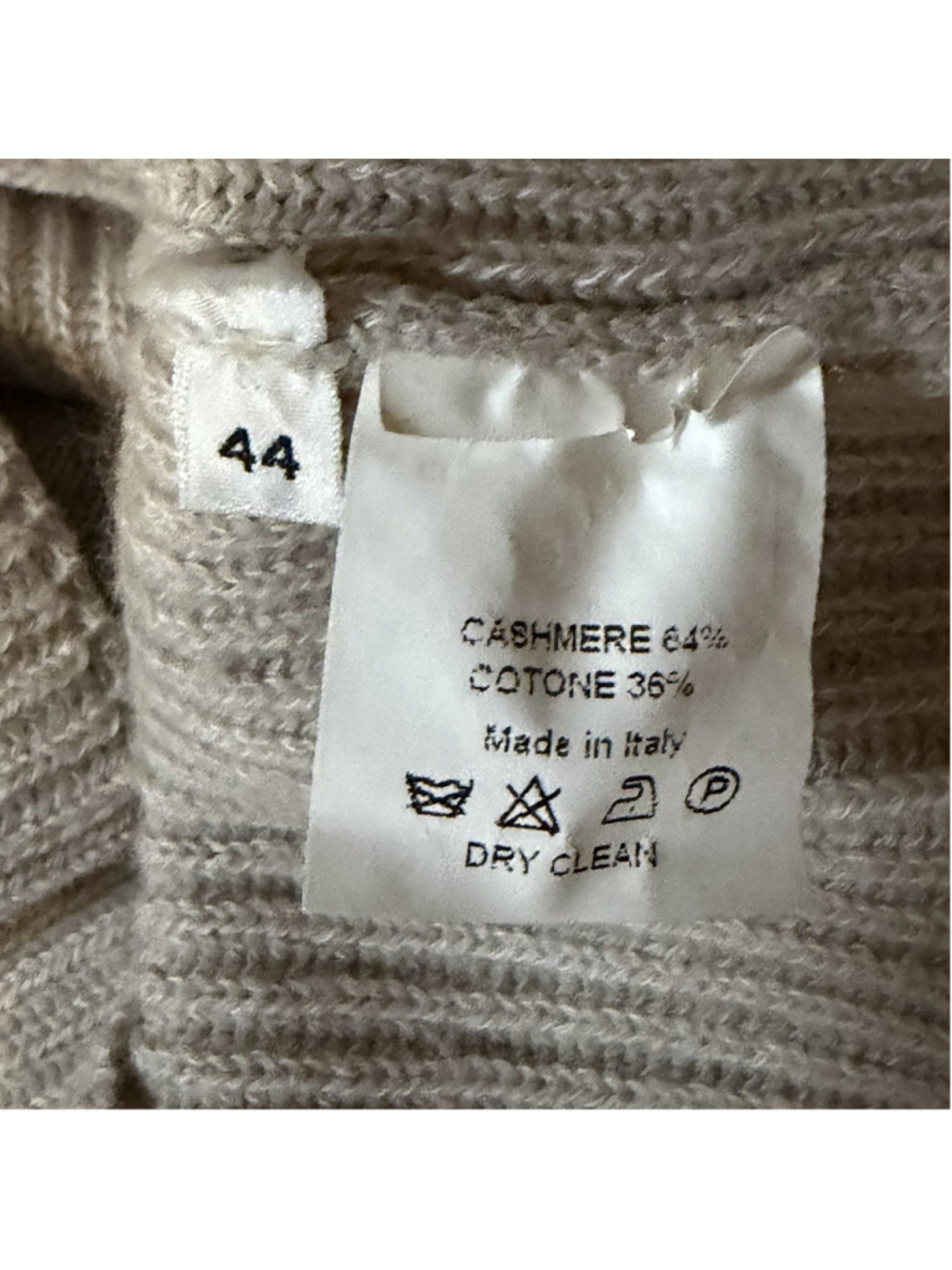 Amina Rubinacci Napoli Cashmere Cotton Ribbed Sweater Cardigan 44/M Beige *READ* - Picture 5 of 6